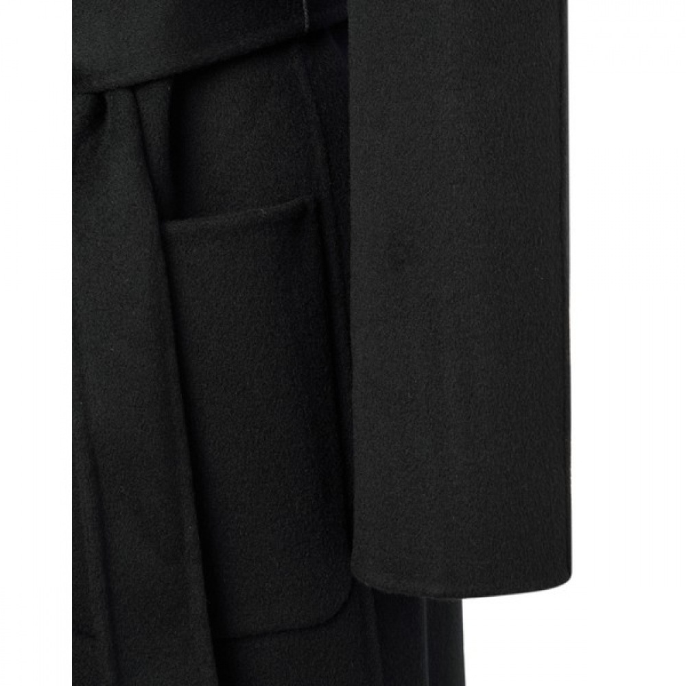 (ヘッジスレディース) 24FW ハンドメイドベルト付きダブルロングコートネイビー HSCO4D009N2