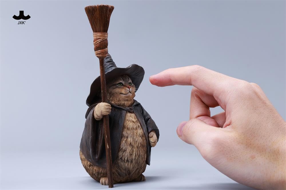 JXK 1/6 サイズ 猫 魔法使い猫 可愛い ネコ 動物 リアル フィギュア 樹脂 プラモデル 模型 16cm級 完成品 ネコ好き ハロウィン 置物
