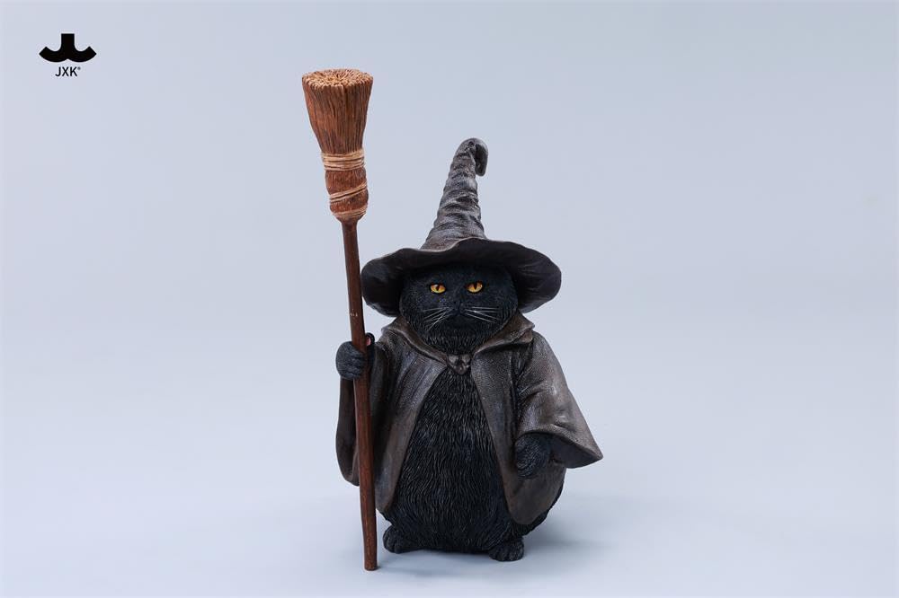 JXK 1/6 サイズ 猫 魔法使い猫 可愛い ネコ 動物 リアル フィギュア 樹脂 プラモデル 模型 16cm級 完成品 ネコ好き ハロウィン 置物