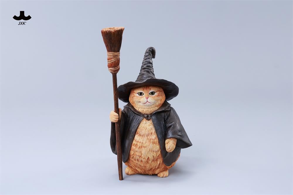 JXK 1/6 サイズ 猫 魔法使い猫 可愛い ネコ 動物 リアル フィギュア 樹脂 プラモデル 模型 16cm級 完成品 ネコ好き ハロウィン 置物