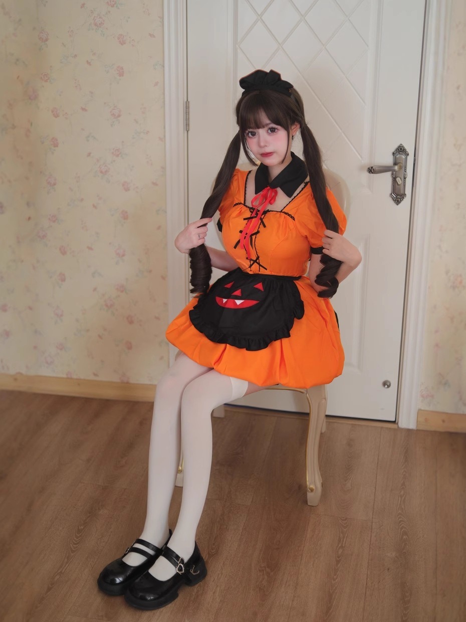 【2025新作】正規品ハロウィンかぼちゃメイド服コスプレ服ロリータ可爱い二次元女 【2025新作】正規品ハロウィンかぼちゃメイド服コスプレ服ロリータ可爱い二次元女