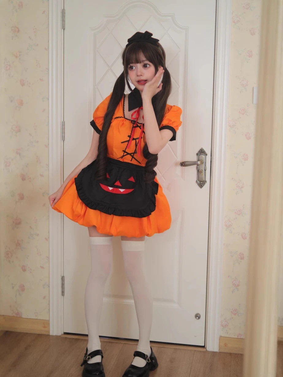 【2025新作】正規品ハロウィンかぼちゃメイド服コスプレ服ロリータ可爱い二次元女 【2025新作】正規品ハロウィンかぼちゃメイド服コスプレ服ロリータ可爱い二次元女