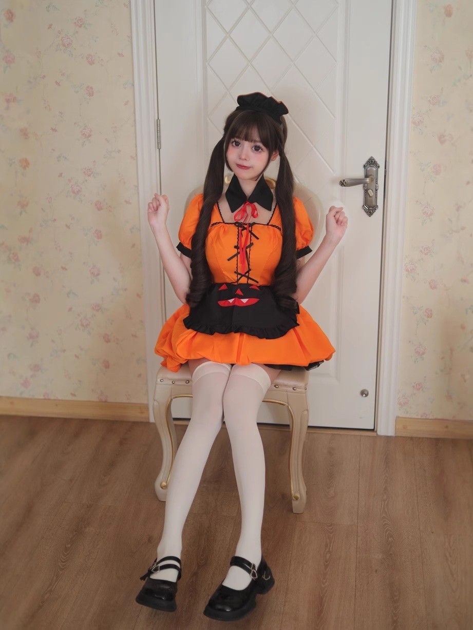 【2025新作】正規品ハロウィンかぼちゃメイド服コスプレ服ロリータ可爱い二次元女 【2025新作】正規品ハロウィンかぼちゃメイド服コスプレ服ロリータ可爱い二次元女