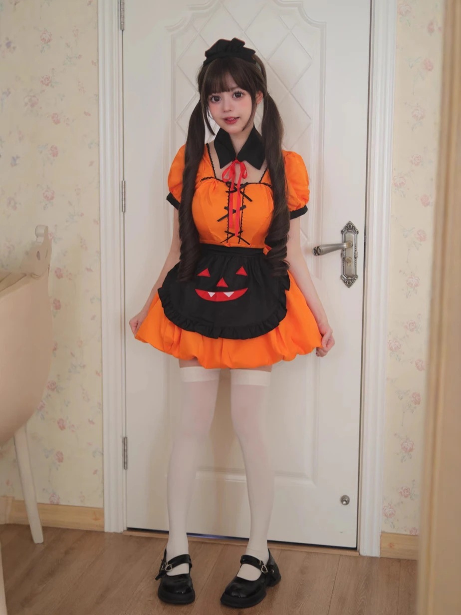 【2025新作】正規品ハロウィンかぼちゃメイド服コスプレ服ロリータ可爱い二次元女 【2025新作】正規品ハロウィンかぼちゃメイド服コスプレ服ロリータ可爱い二次元女