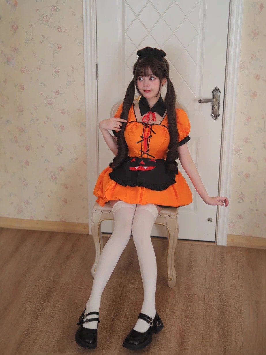 【2025新作】正規品ハロウィンかぼちゃメイド服コスプレ服ロリータ可爱い二次元女 【2025新作】正規品ハロウィンかぼちゃメイド服コスプレ服ロリータ可爱い二次元女
