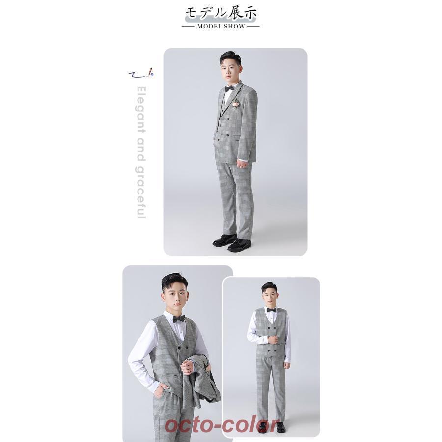 【ROSEBLINK】新品 チェック 七五三 男の子 スーツ フォーマルスーツ グレー 男の子 b体 ストライプ スーツ 男の子 b体 卒業式 スーツ 大きいサイズ フォーマル スーツ 5点セ