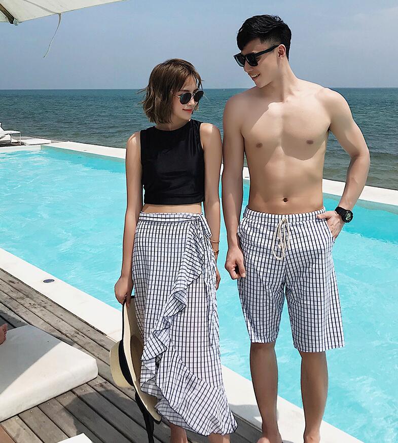 【送料無料】水着 男女セット 4点セット ペア水着 カップル水着 お揃い レディース メンズ セット水着 ペアルック 体型カバー セパレート水着 ショートパンツ パレオ風スカート タンキニ みずぎ ビ 【送料無料】水着 男女セット 4点セット ペア水着 カップル水着 お揃い レディース メンズ セット水着 ペアルック 体型カバー セパレート水着 ショートパンツ パレオ風スカート タンキニ みずぎ ビ