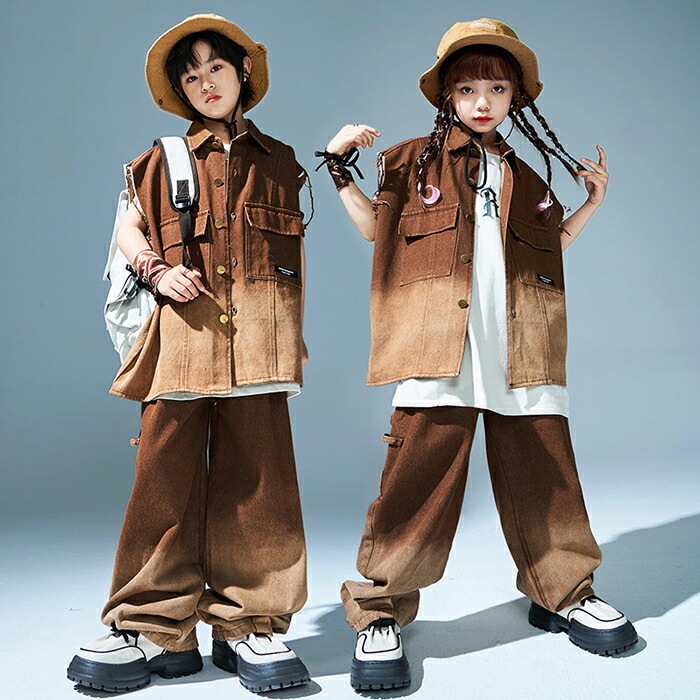 【赤字販売*速達】キッズ ダンス衣装 セットアップ ヒップホップ 衣装 子供ダンス服 ダンスウェア 派手 ガールズ 男子 ベスト Tシャツ パンツ 韓国 グラデーション K-POP 茶色 ダンススクー 【赤字販売*速達】キッズ ダンス衣装 セットアップ ヒップホップ 衣装 子供ダンス服 ダンスウェア 派手 ガールズ 男子 ベスト Tシャツ パンツ 韓国 グラデーション K-POP 茶色 ダンススクー