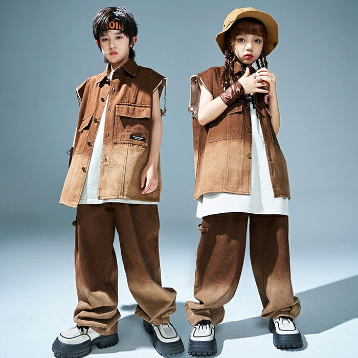 【赤字販売*速達】キッズ ダンス衣装 セットアップ ヒップホップ 衣装 子供ダンス服 ダンスウェア 派手 ガールズ 男子 ベスト Tシャツ パンツ 韓国 グラデーション K-POP 茶色 ダンススクー 【赤字販売*速達】キッズ ダンス衣装 セットアップ ヒップホップ 衣装 子供ダンス服 ダンスウェア 派手 ガールズ 男子 ベスト Tシャツ パンツ 韓国 グラデーション K-POP 茶色 ダンススクー