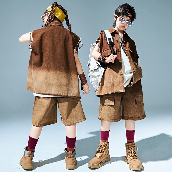 【赤字販売*速達】キッズ ダンス衣装 セットアップ ヒップホップ 衣装 子供ダンス服 ダンスウェア 派手 ガールズ 男子 ベスト Tシャツ パンツ 韓国 グラデーション K-POP 茶色 ダンススクー 【赤字販売*速達】キッズ ダンス衣装 セットアップ ヒップホップ 衣装 子供ダンス服 ダンスウェア 派手 ガールズ 男子 ベスト Tシャツ パンツ 韓国 グラデーション K-POP 茶色 ダンススクー