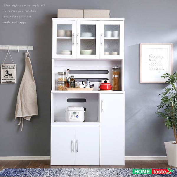 ホワイト 食器棚 パスタキッチンボード 幅90cmx高さ180cmタイプ キッチン収納 レンジ台 ホワイト 食器棚 パスタキッチンボード 幅90cmx高さ180cmタイプ キッチン収納 レンジ台