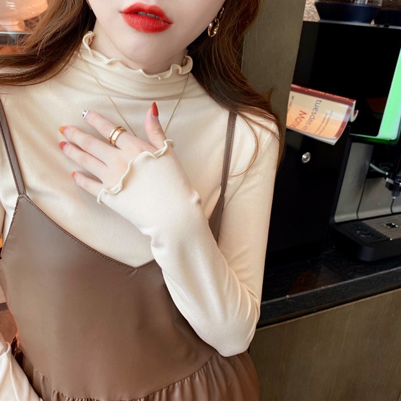 カットソー 長袖 メロー ハイネック レディース メロウ 配色 ライン ロン シャツ タートルネック タートル 長袖シャツ 重ね着 インナー オフィス フリルネック シアー トップス シアートップス