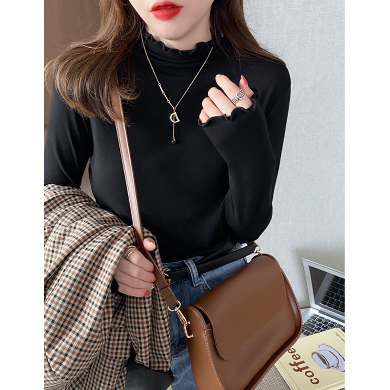 カットソー 長袖 メロー ハイネック レディース メロウ 配色 ライン ロン シャツ タートルネック タートル 長袖シャツ 重ね着 インナー オフィス フリルネック シアー トップス シアートップス