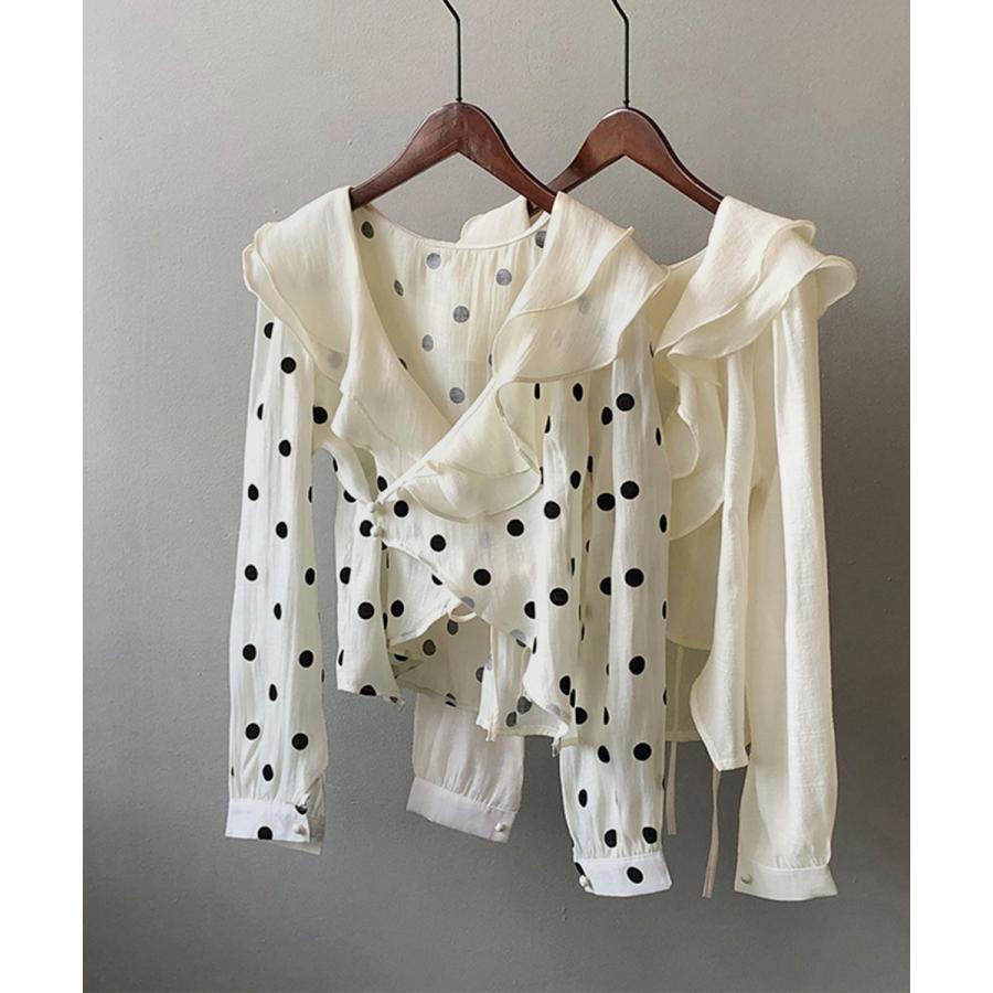 フリルカラー ブラウス レディース透け感【ネコポス可】 フリルカラー ブラウス レディース透け感【ネコポス可】