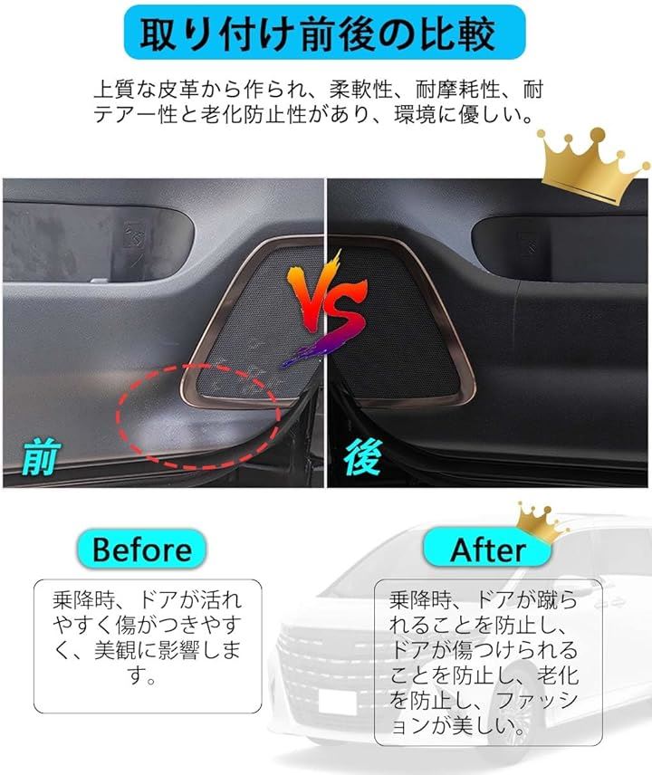 フーディトヨタ 新型アルファード 40系/ヴェルファイア 車種専用 ドアキックガード ドアトリムガード レザー材質 AAHH40W AAHH45W 共用 汚れ防止 キズ防止( ブラック)