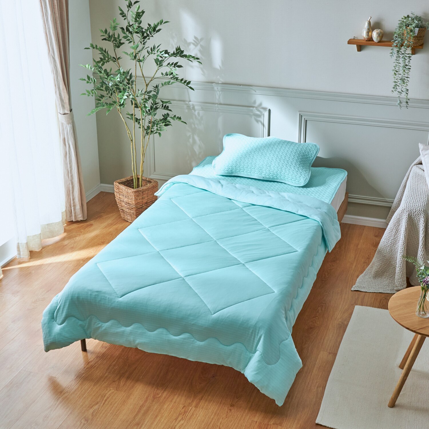 新品未使用 AQUA アクア メントールひんやり × 綿混パイル リバーシブル 敷きパッド ダブル ラベンダーピンク