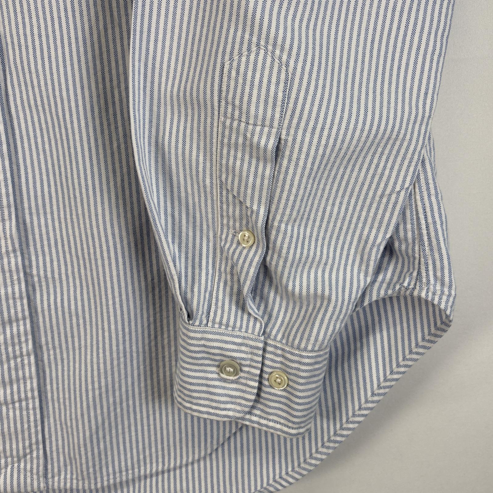 古着 90s/90年代 長袖シャツ ロゴ 刺繍 ボタンダウンシャツ CLASSIC FIT 水色系 ストライプ メンズ 古着 90s/90年代 長袖シャツ ロゴ 刺繍 ボタンダウンシャツ CLASSIC FIT 水色系 ストライプ メンズ