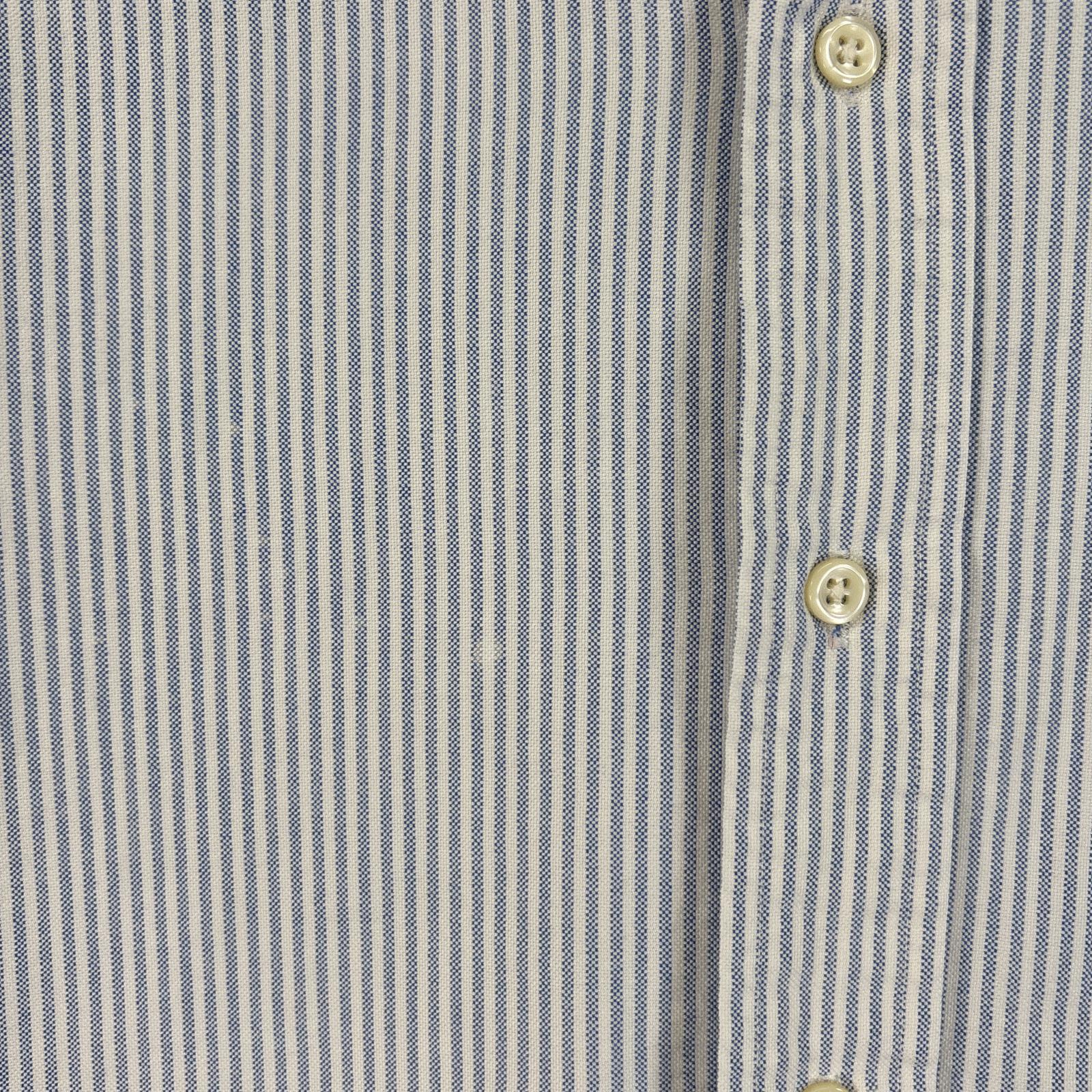 古着 90s/90年代 長袖シャツ ロゴ 刺繍 ボタンダウンシャツ CLASSIC FIT 水色系 ストライプ メンズ 古着 90s/90年代 長袖シャツ ロゴ 刺繍 ボタンダウンシャツ CLASSIC FIT 水色系 ストライプ メンズ