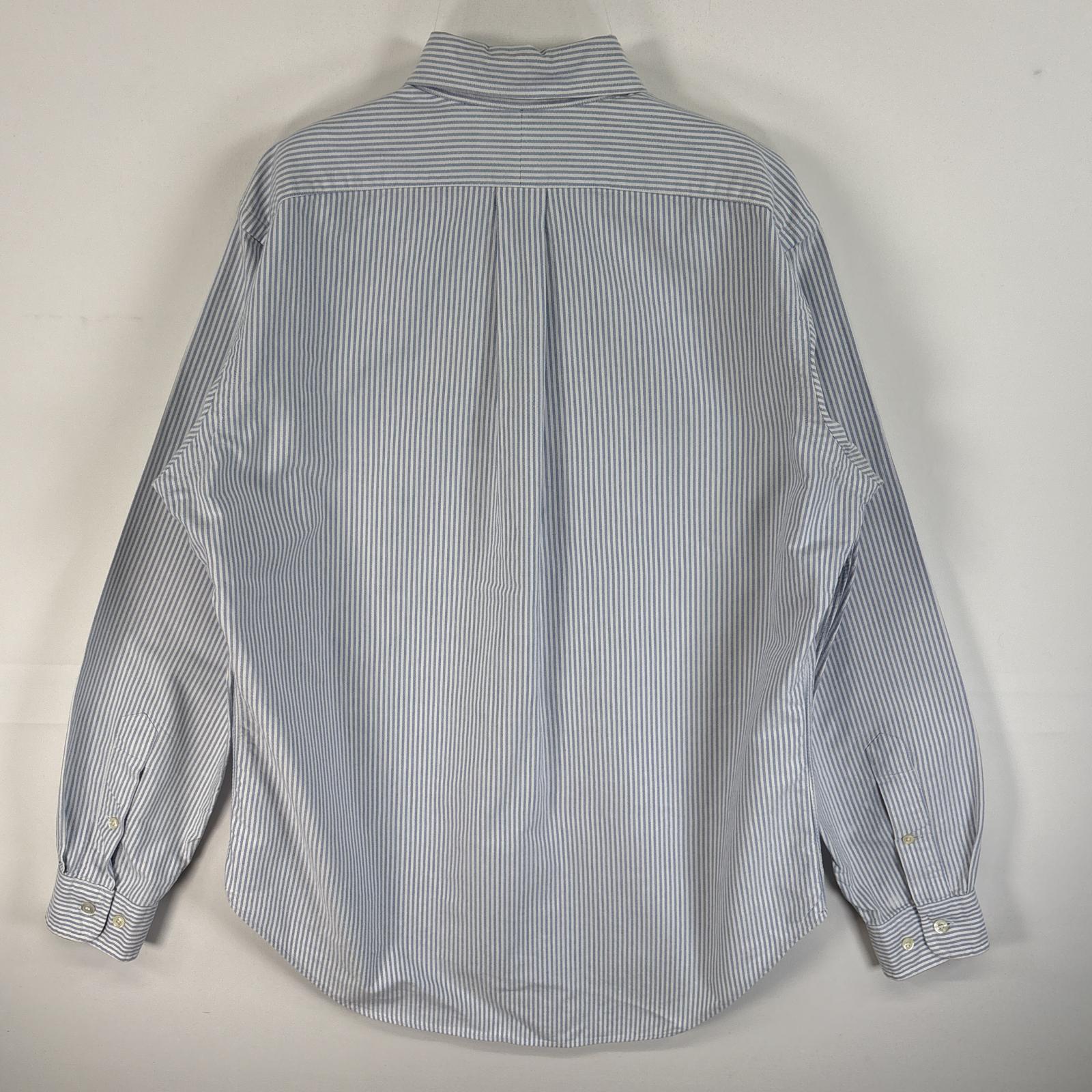 古着 90s/90年代 長袖シャツ ロゴ 刺繍 ボタンダウンシャツ CLASSIC FIT 水色系 ストライプ メンズ 古着 90s/90年代 長袖シャツ ロゴ 刺繍 ボタンダウンシャツ CLASSIC FIT 水色系 ストライプ メンズ