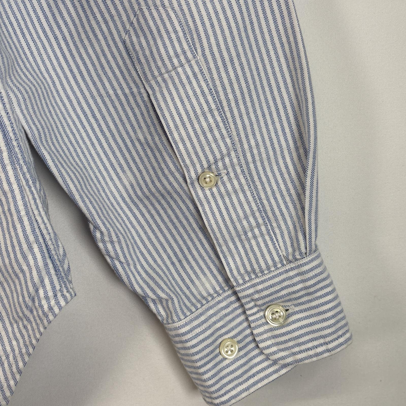 古着 90s/90年代 長袖シャツ ロゴ 刺繍 ボタンダウンシャツ CLASSIC FIT 水色系 ストライプ メンズ 古着 90s/90年代 長袖シャツ ロゴ 刺繍 ボタンダウンシャツ CLASSIC FIT 水色系 ストライプ メンズ