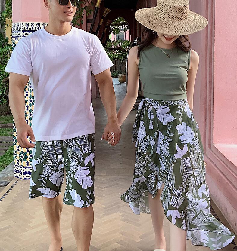 水着ペア ペアルック カップル水着 レディース メンズ 4点セット 　パッド付き メンズ水着 男性用 ビーチパンツ サーフパンツ みずぎ mizugi ミズギ 男女 温泉 ハネムーン 蜜月 海外旅行