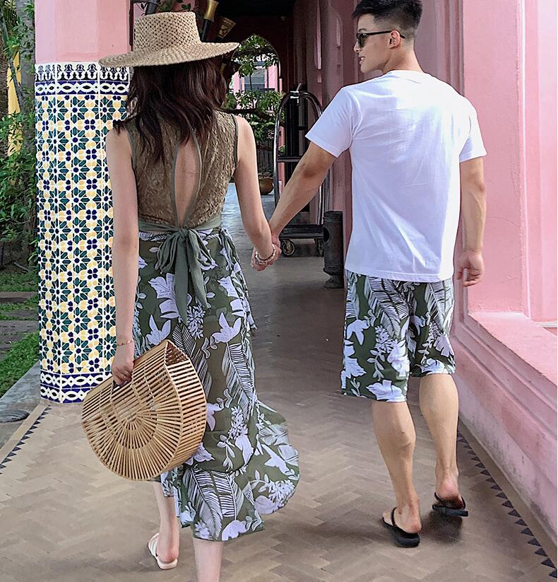 水着ペア ペアルック カップル水着 レディース メンズ 4点セット 　パッド付き メンズ水着 男性用 ビーチパンツ サーフパンツ みずぎ mizugi ミズギ 男女 温泉 ハネムーン 蜜月 海外旅行