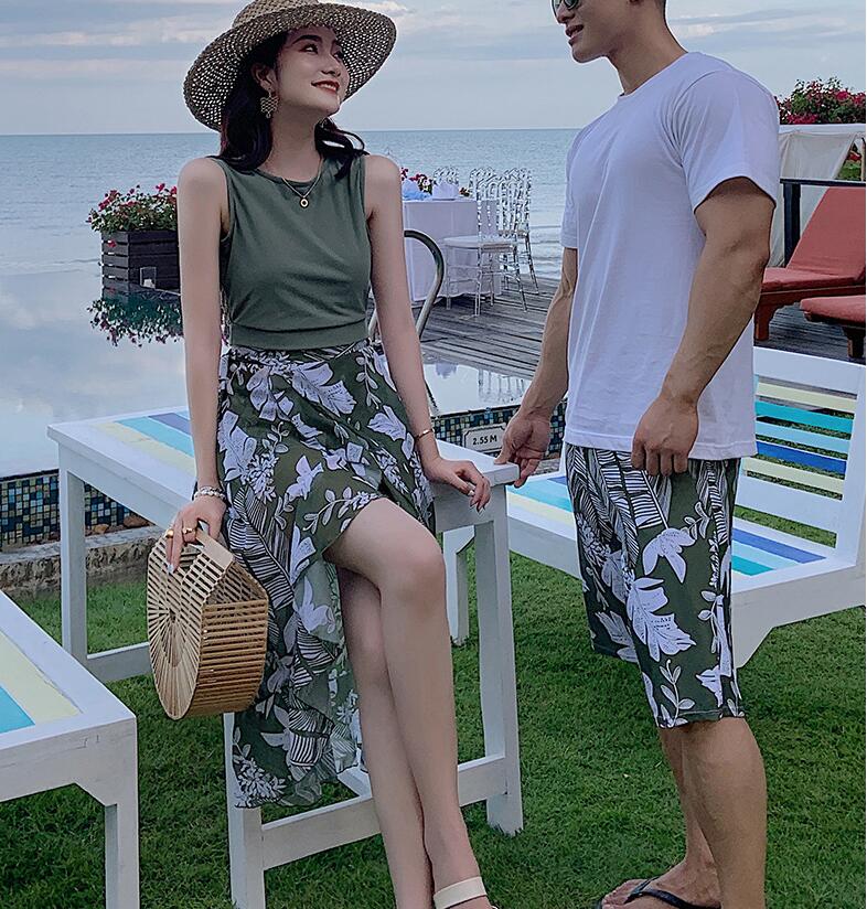 水着ペア ペアルック カップル水着 レディース メンズ 4点セット 　パッド付き メンズ水着 男性用 ビーチパンツ サーフパンツ みずぎ mizugi ミズギ 男女 温泉 ハネムーン 蜜月 海外旅行