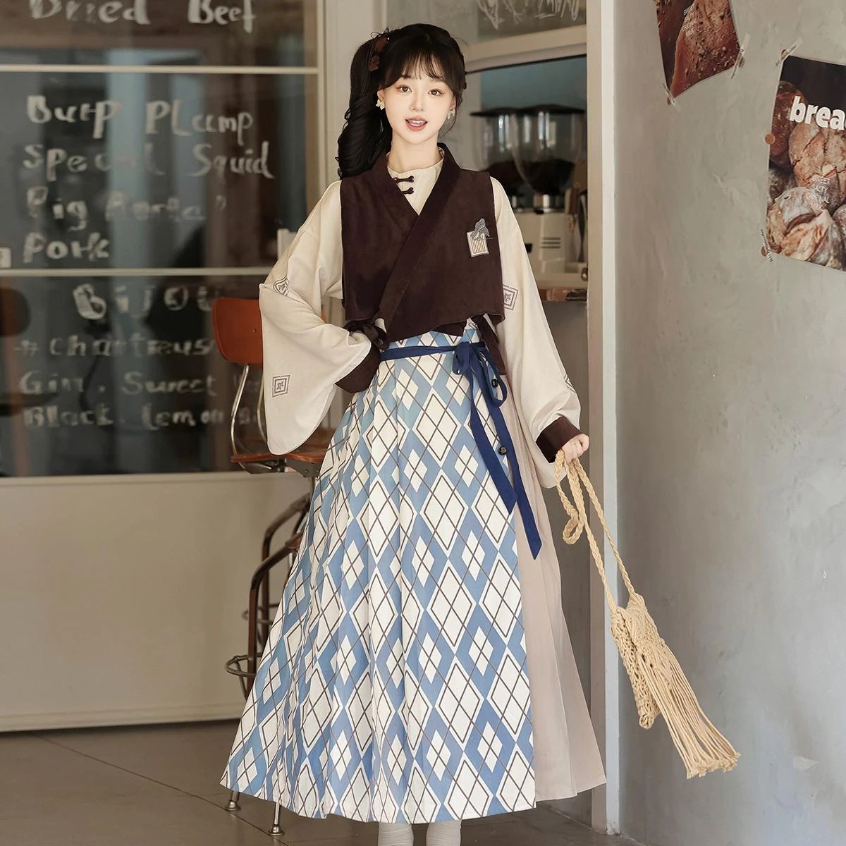 【フルセット】山間旅行記新韓国韓cos元素馬甲シャツ半スカートcos服セット 【フルセット】山間旅行記新韓国韓cos元素馬甲シャツ半スカートcos服セット