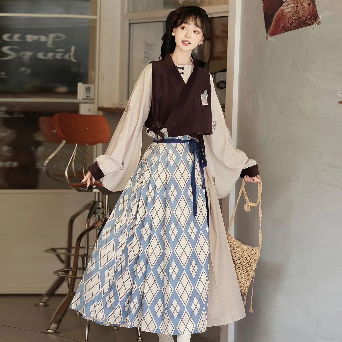 【フルセット】山間旅行記新韓国韓cos元素馬甲シャツ半スカートcos服セット 【フルセット】山間旅行記新韓国韓cos元素馬甲シャツ半スカートcos服セット