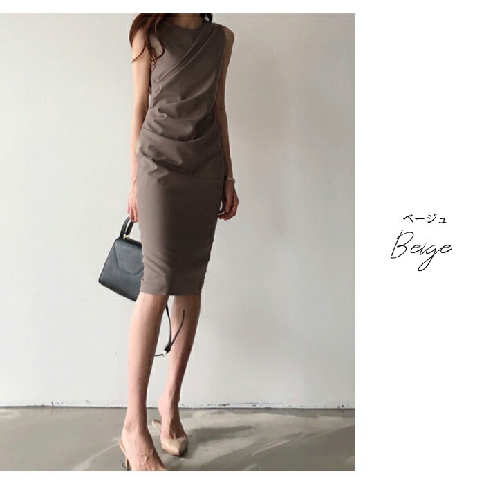 【急速出荷】 ワンピース レディース 秋 冬 秋冬 黒 ノースリーブ ミディアムワンピース ひざ丈 きれいめ タイトワンピース 無地 ひざ丈ワンピース ドレス 上品 オフィス カジュアル ミモレワンピ