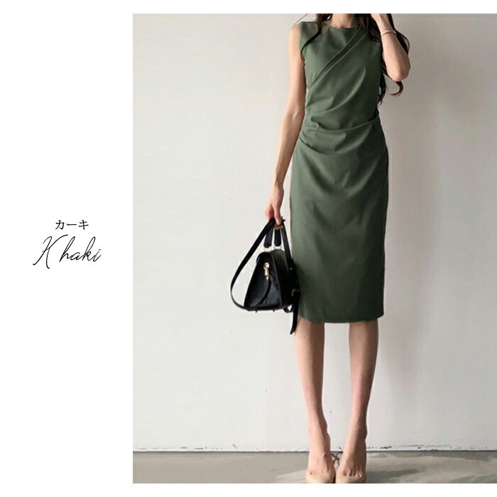 【急速出荷】 ワンピース レディース 秋 冬 秋冬 黒 ノースリーブ ミディアムワンピース ひざ丈 きれいめ タイトワンピース 無地 ひざ丈ワンピース ドレス 上品 オフィス カジュアル ミモレワンピ