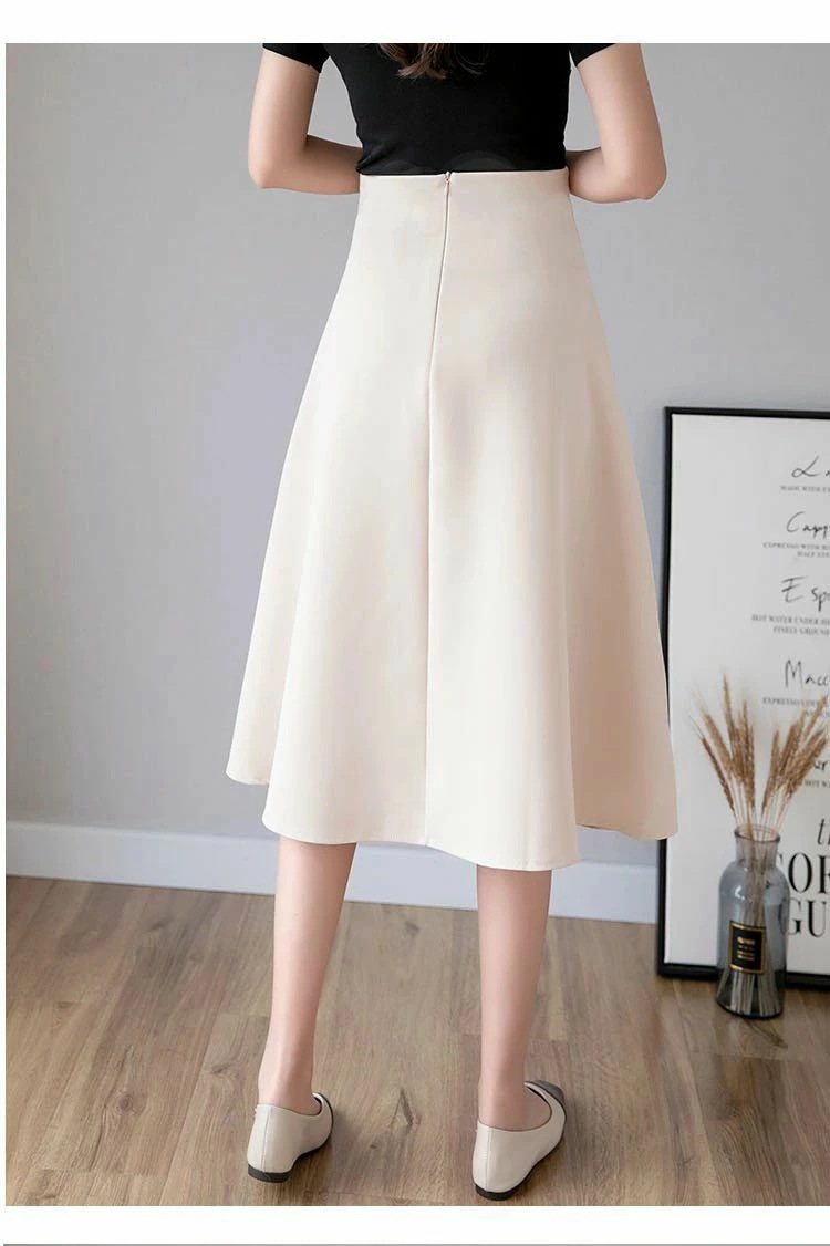 【送料無料】ベージュ ブラック ホワイト 清楚 脚長 体型カバー 通勤 OL ビジネス オフィス 会議 オールシーズン 無地 シンプル