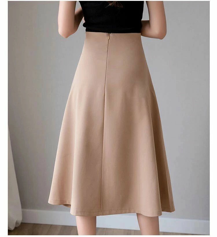 【送料無料】ベージュ ブラック ホワイト 清楚 脚長 体型カバー 通勤 OL ビジネス オフィス 会議 オールシーズン 無地 シンプル