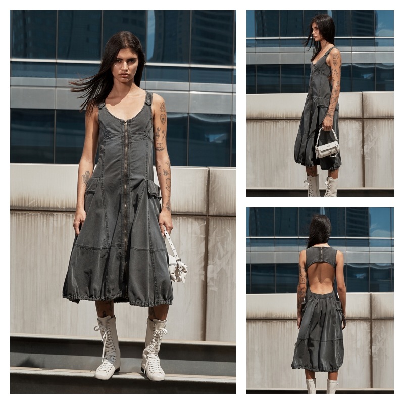OPEN Yy】 FIELD POCKET ZIP DRESS : CHARCOAL その他