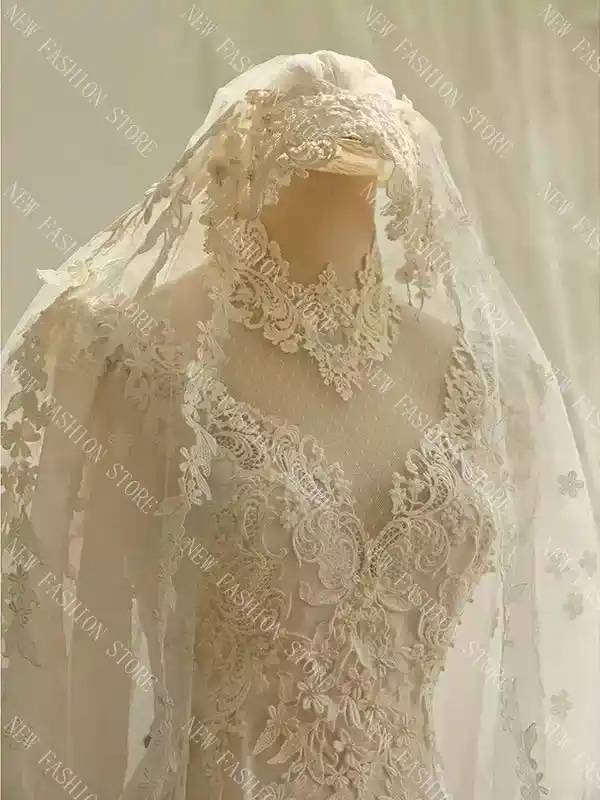 フランス式ウェディングドレス新型レトロウェディングドレスワンピース-16