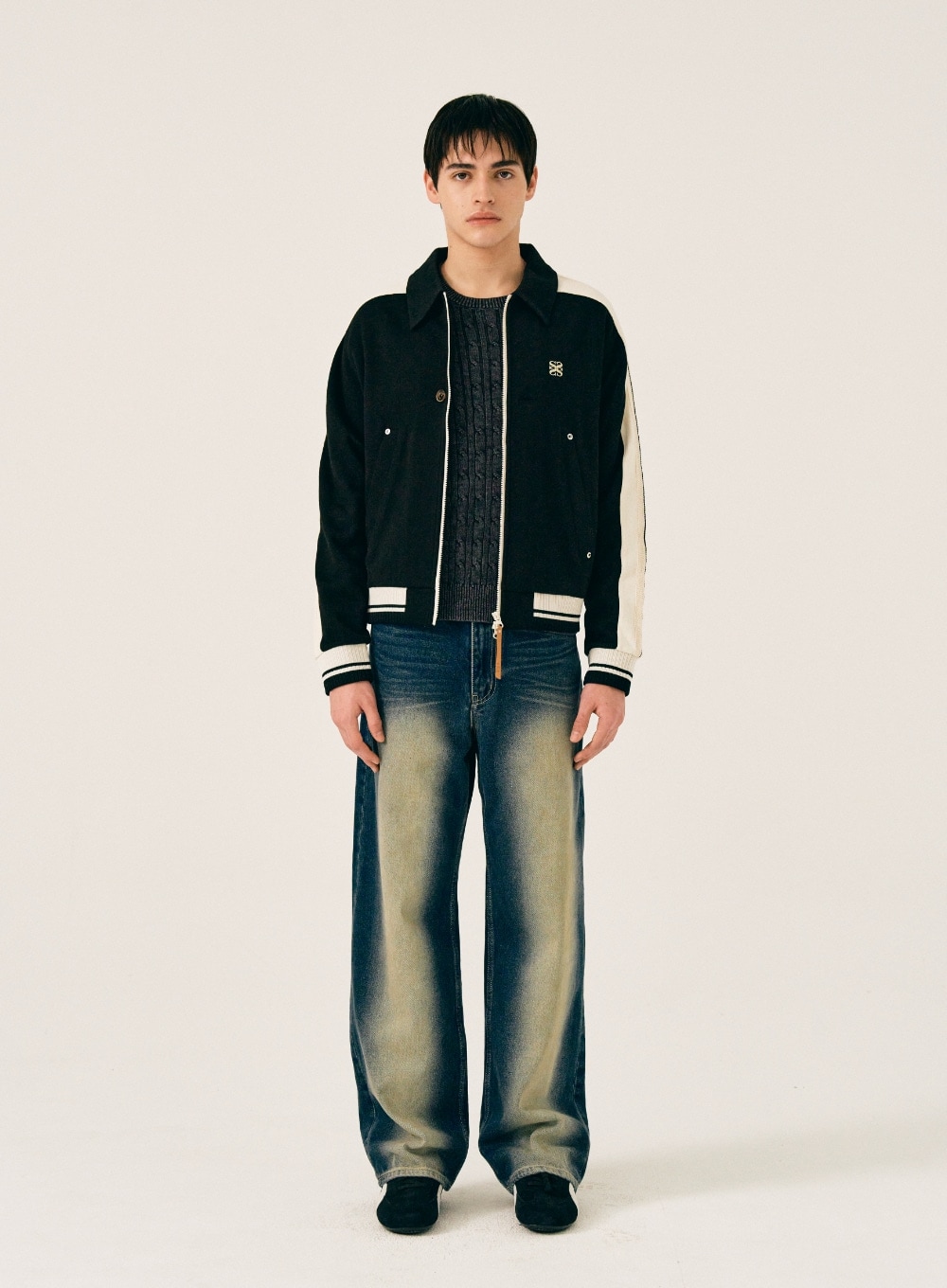 SATUR】 LAWTON COLLAR TRACK ZIP-UP JACKET : CAVIAR BLACK 【公式通販】