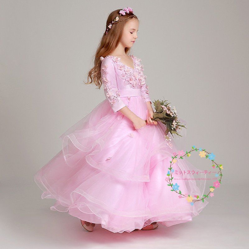子供ドレス ピアノ発表会 ピンク カラフル キッズドレス 結婚式 長袖 子どもドレス 女の子 ミニ 子供ドレス ピアノ発表会 ピンク カラフル キッズドレス 結婚式 長袖 子どもドレス 女の子 ミニ