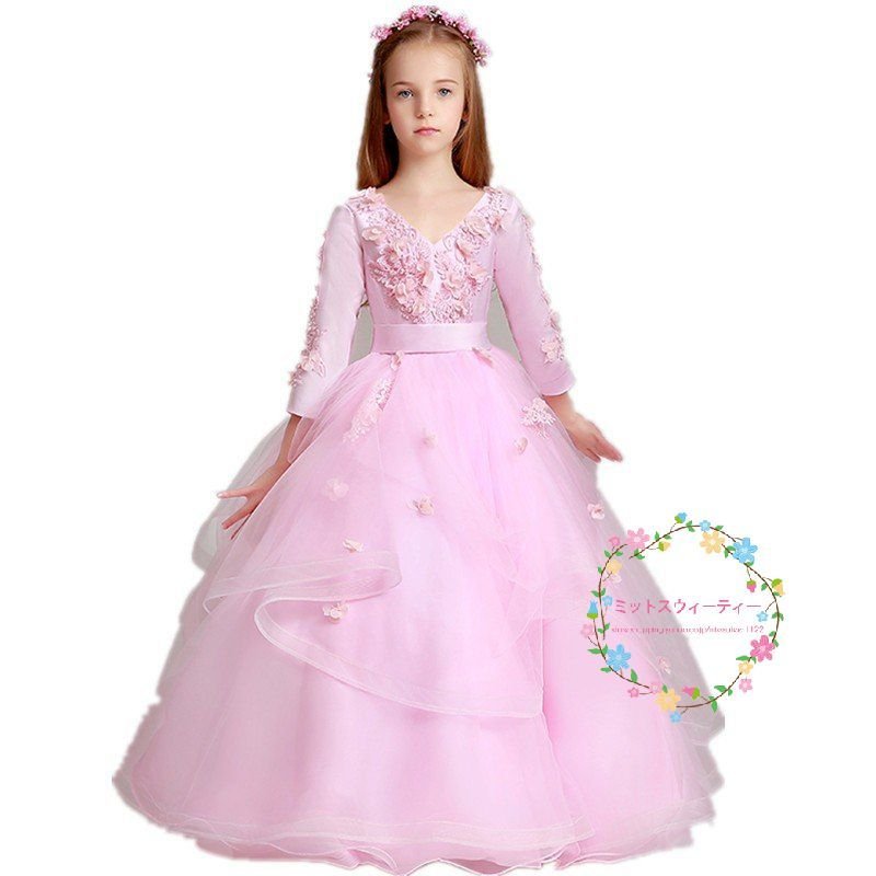 子供ドレス ピアノ発表会 ピンク カラフル キッズドレス 結婚式 長袖 子どもドレス 女の子 ミニ 子供ドレス ピアノ発表会 ピンク カラフル キッズドレス 結婚式 長袖 子どもドレス 女の子 ミニ