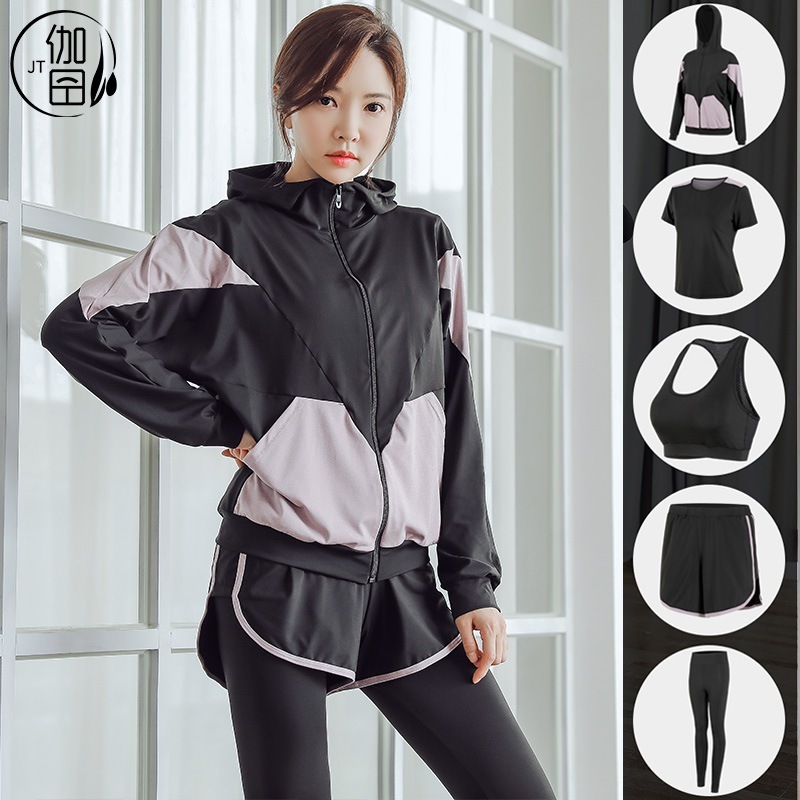 【人気商品 5点セット】 おしゃれヨガウェア スポーツ ウェアレディース 上下セット アウター エクササイズトレーニングウェアランニングウェア おしゃれヨガウェア上下セット