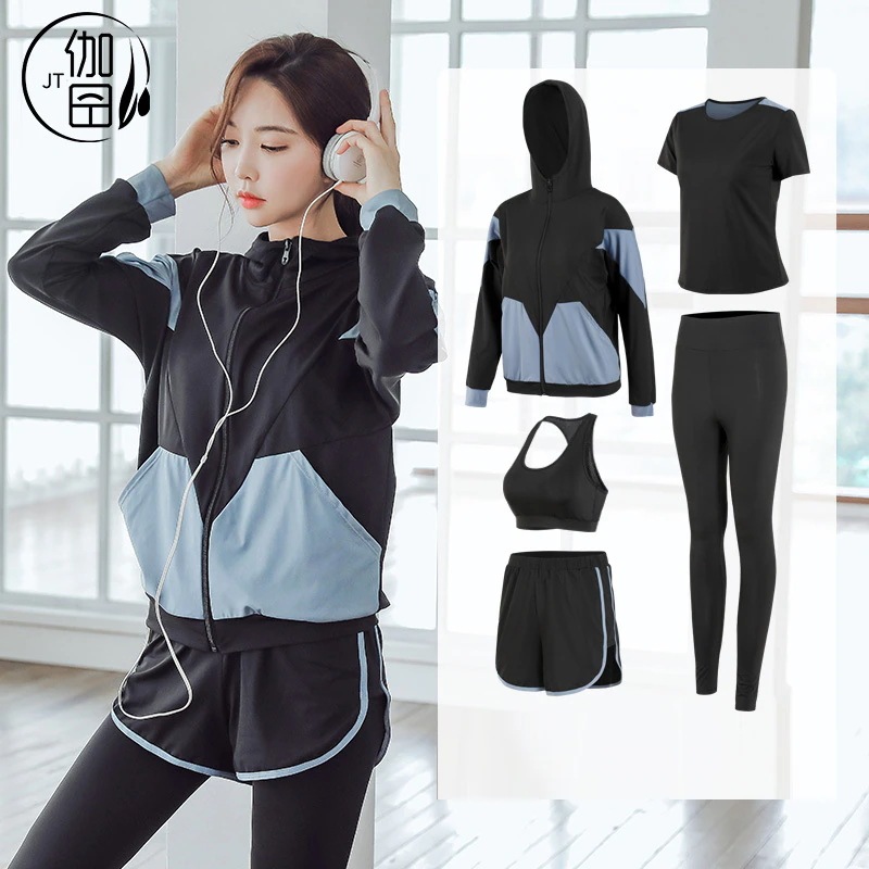 【人気商品 5点セット】 おしゃれヨガウェア スポーツ ウェアレディース 上下セット アウター エクササイズトレーニングウェアランニングウェア おしゃれヨガウェア上下セット