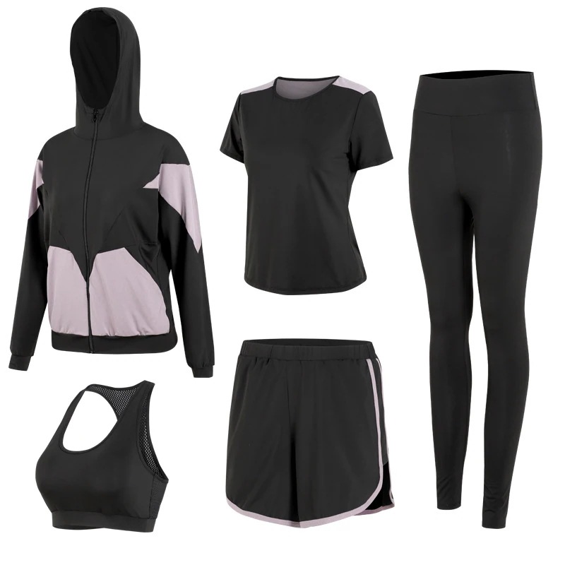 【人気商品 5点セット】 おしゃれヨガウェア スポーツ ウェアレディース 上下セット アウター エクササイズトレーニングウェアランニングウェア おしゃれヨガウェア上下セット