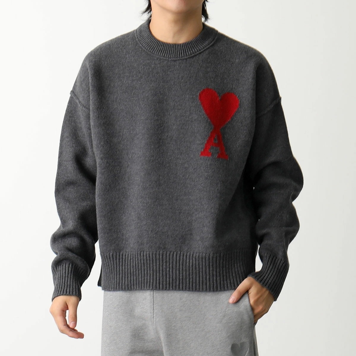 ami paris アミパリス ニット RED ADC SWEATER BFUKS006.018 メンズ セーター ウール ハートロゴ クルーネック 長袖 カラ ami paris アミパリス ニット RED ADC SWEATER BFUKS006.018 メンズ セーター ウール ハートロゴ クルーネック 長袖 カラ