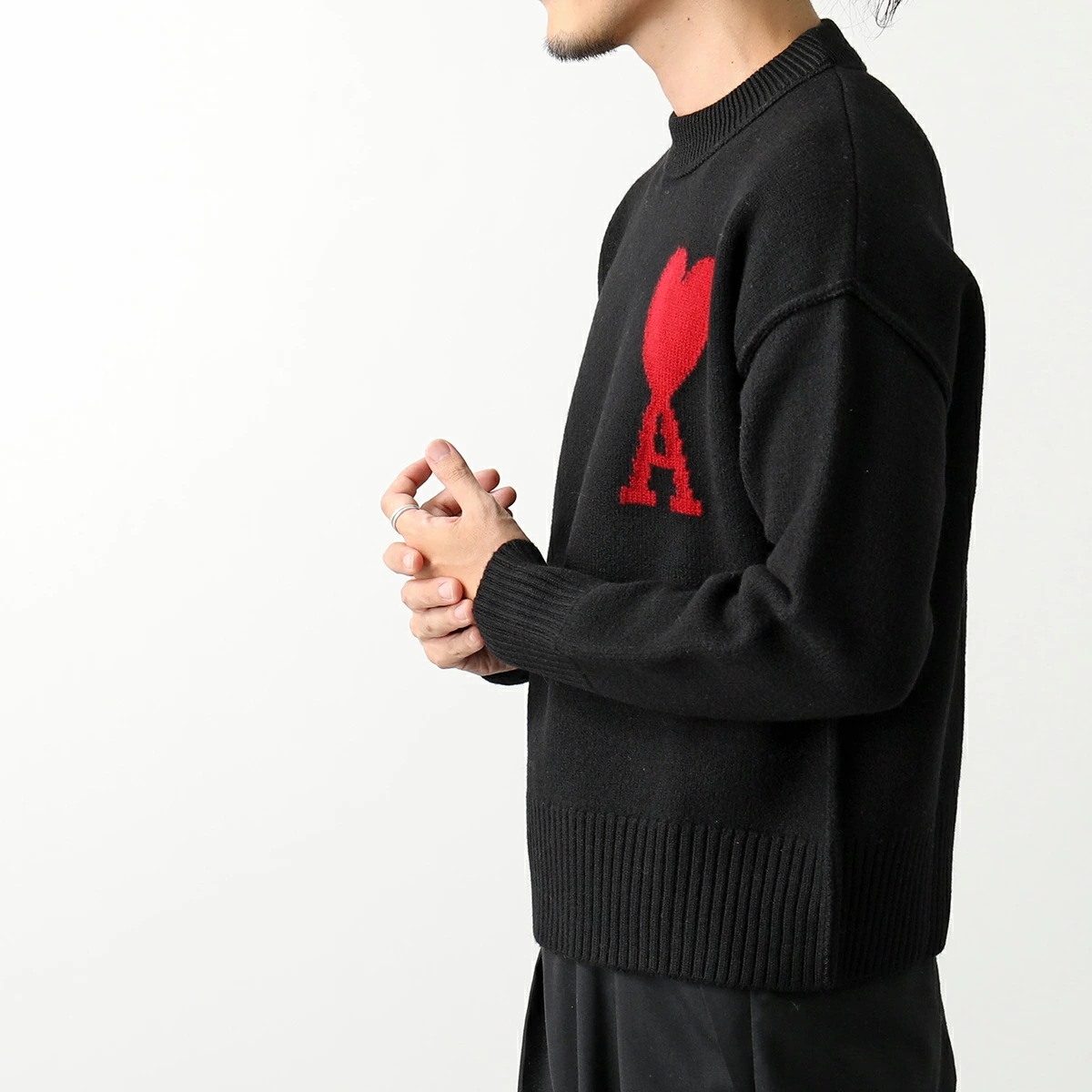 ami paris アミパリス ニット RED ADC SWEATER BFUKS006.018 メンズ セーター ウール ハートロゴ クルーネック 長袖 カラ ami paris アミパリス ニット RED ADC SWEATER BFUKS006.018 メンズ セーター ウール ハートロゴ クルーネック 長袖 カラ