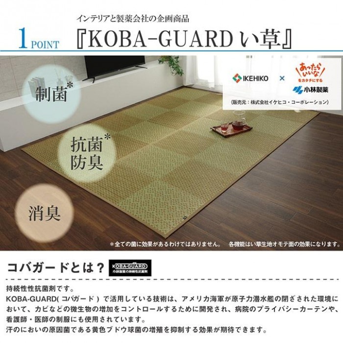 ラグ 純国産 日本製 KOBA-GUARD 抗菌防臭 約191×191cm グリーン 1051530123604_3