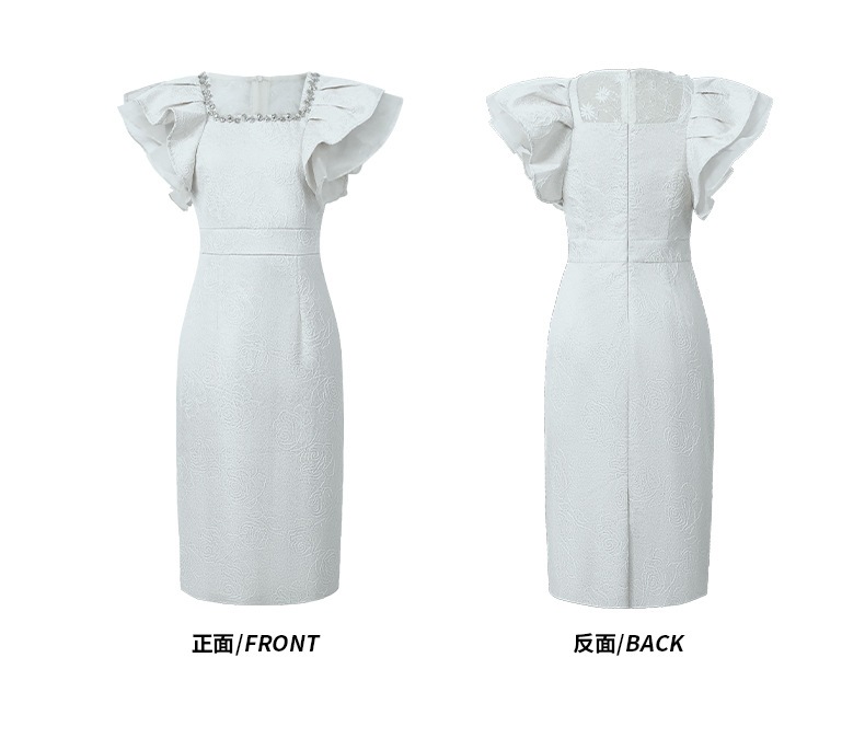 【JY.上品】 2024夏新品 フリル ダイヤモンド飾り ワンピース タイト ドレス パーティー キャバ 大人 同窓会 披露宴 卒業式 結婚式 演奏会 ウェディング 二次会 メガ割