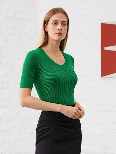 2023定番 100%ウール リブニット トップス : レディース服 新品大人気