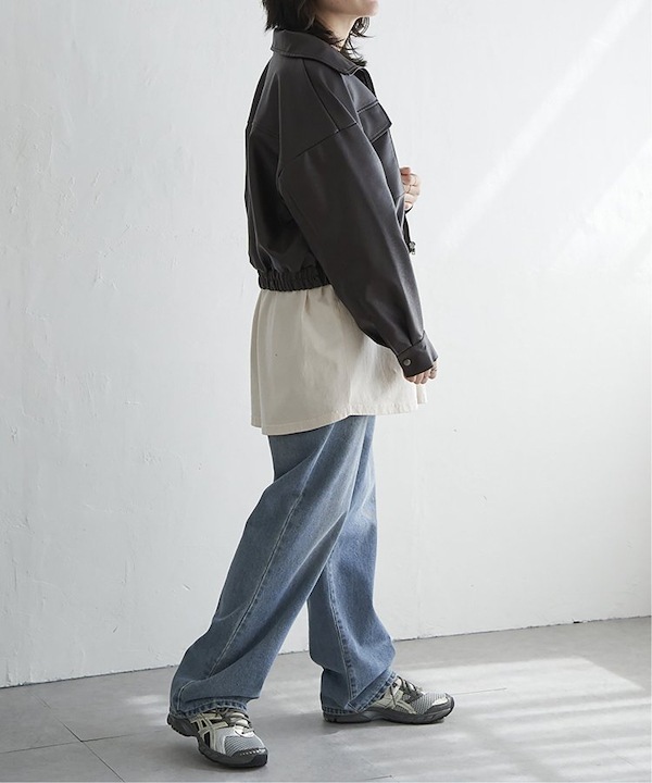 Qoo10 VENCE share style 合皮ショートジャケット ジャンパー・ブル