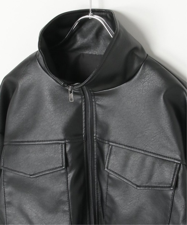 【chez VIDALENC】ビダレン　ショートジャケット　墨黒　コンパクト　S STYLEMIXER | ビッグポケットショートブルゾン (ブルゾン