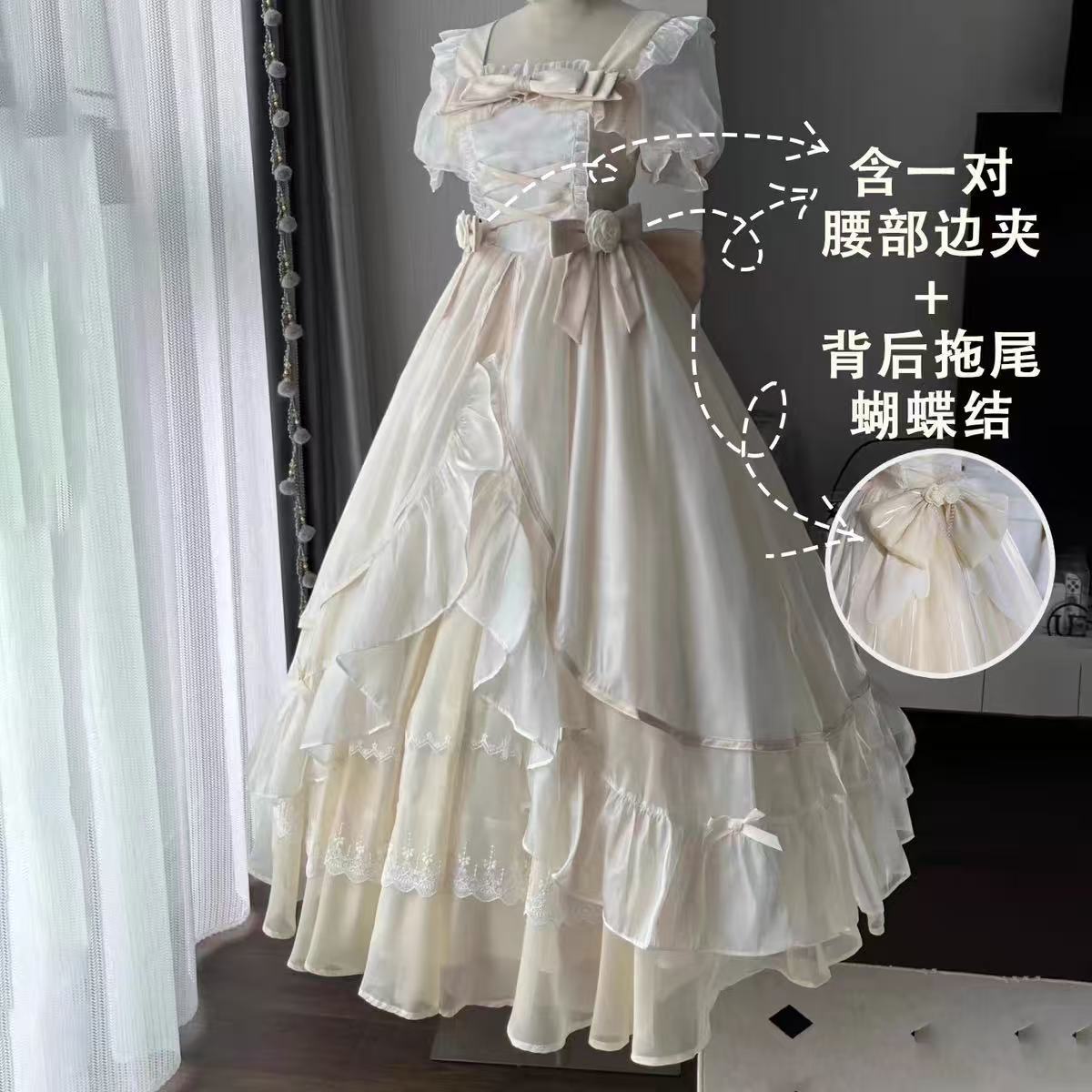 エレガントメルヘンロリータキュートスタイルプリンセスドレスしっぽ付きふわふわドレス