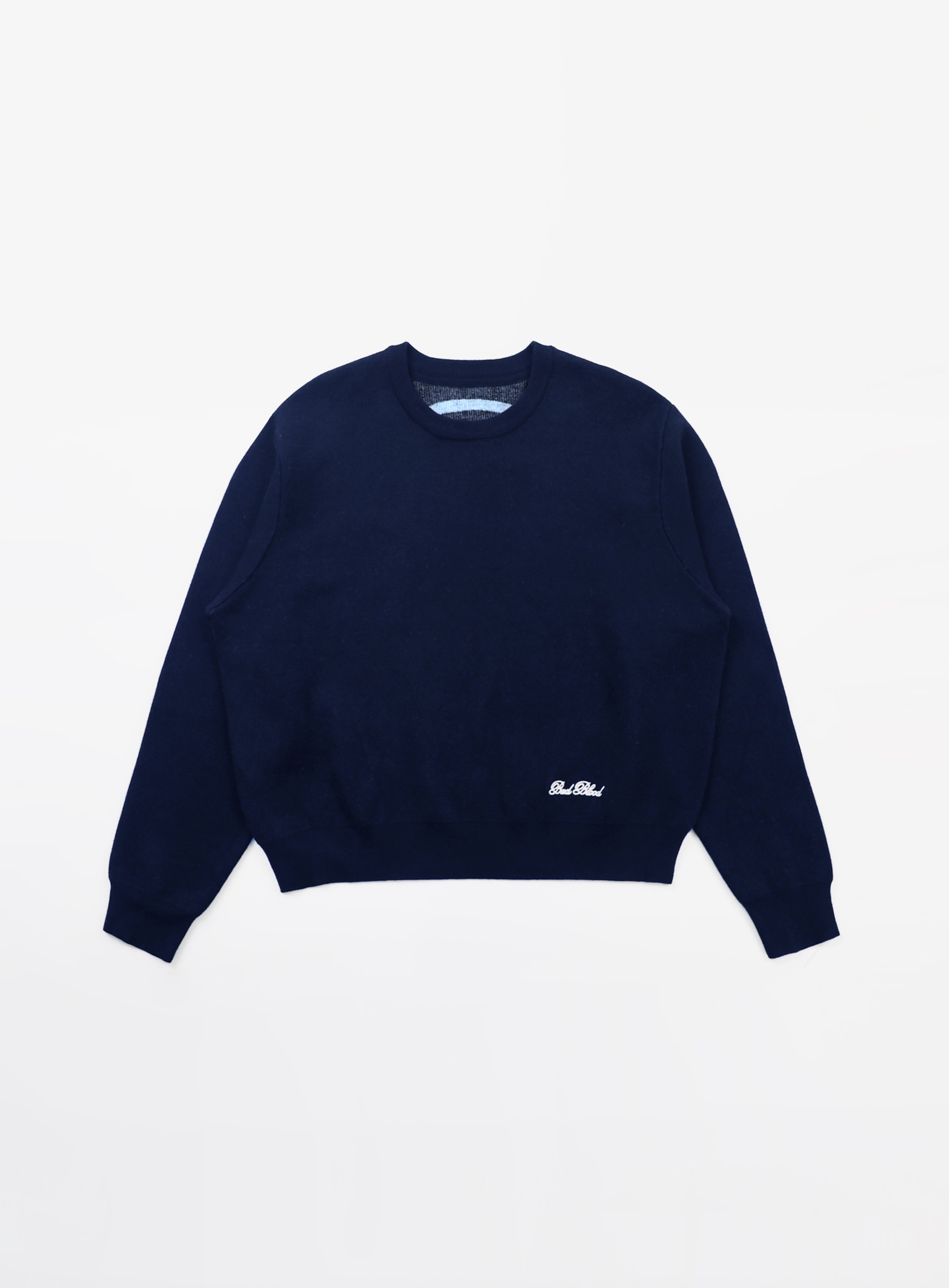 【BADBLOOD】[UNISEX] CLASSIC BIG LOGO CREWNECK SWEATER : NAVY